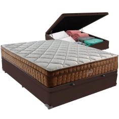 Imagem de Cama Box Baú Marrom E Colchão Anjos Star Pillow In Molas Ensacadas Casal Anjos