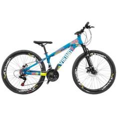 Imagem de Bicicleta Aro 26 Viking Tuff X25 24v Freios Hidráulicos, Azul, Amarelo