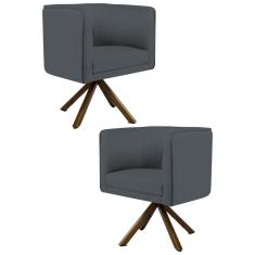 Imagem de Kit 2 Poltronas Decorativas Base Giromad Madeira Betina C-03 Corano  - Domi