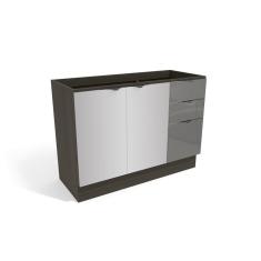 Imagem de Balcão para Pia 120cm 2 Portas 3 Gavetas Kappesberg Onix/Steel