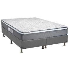 Imagem de Cama Box King: Colchão Molas Bonnel Luckspuma Trade + Base crc Suede Gray(193x203)