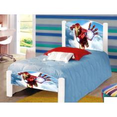 Imagem de Cama de Criança Solteiro Infantil Adesivada Iron com Grade de Proteção e Colchão