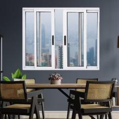 Imagem de Janela Vitrô de Alumínio 4 Folhas 120 x 120cm Linha 25 Branco