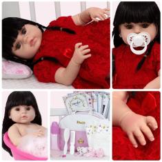 Imagem de Boneca Reborn Realista Morena Enxoval Itens Envio Imediato