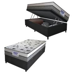 Imagem de Cama Box Baú Solteiro Colchão Espuma D33 Fort 88x188x62cm Cinza / Branco Gazin