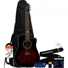 Imagem de Kit Violão Eletroacústico Gf-1D Brown Redburst Giannini + Acessórios