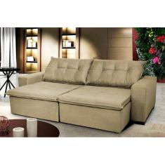 Imagem de Sofá Austrália 2,92 Mts Retrátil, Reclinável Com Molas e Pillow no Assento Tecido Suede  - Cama InBox
