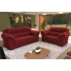 Imagem de Conjunto Sofá Windsor Velut Vermelho 3 e 2 Lugares 2,04m e 1,59m - Kin