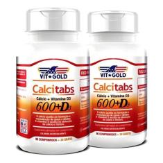 Imagem de Calcitabs - Cálcio 600 Mg + Vit. D3 Vitgold Kit 2X 90 Comp.