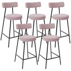 Imagem de Kit 05 Banquetas Baixa Para Cozinha Sala De Jantar Bar Bancada Milão L
