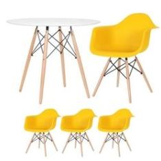 Imagem de Mesa redonda Eames 90 cm  + 3 cadeiras Eiffel DAW 
