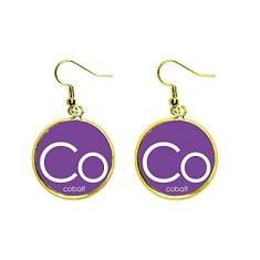 Imagem de Elementos Químicos Tabela de Período Metais de Transição Cobalto Co Orelha Pendente Dourado Brinco Joia Feminina
