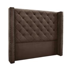 Imagem de Cabeceira Cama Box King 195cm e Recamier Vicenza Veludo Marrom S04 - D'Rossi