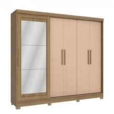 Imagem de Guarda-roupa Casal Cb01n564 5 Portas 4 Gavetas Com Espelho E Pés Kappesberg Nogal E Macadâmia