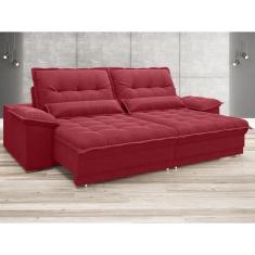Imagem de Sofá Bergamo 2,50m Assento Retrátil e Reclinável Velosuede Vermelho - netsofas