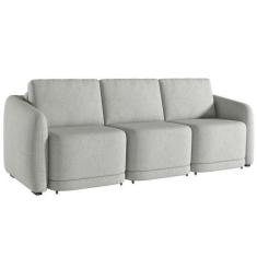 Imagem de Sofá Cama Casal para Sala 306cm Polska K04 Linho Cinza - Mpozenato