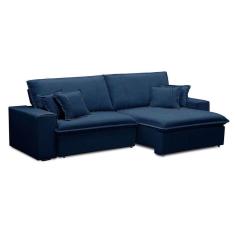 Imagem de sofá 3 lugares retrátil e reclinável sarov veludo azul