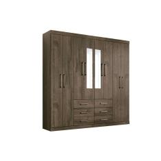 Imagem de Guarda Roupa 8 Portas E 6 Gavetas C Espelho Liverpool Ebano Santos Andira