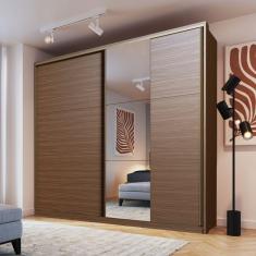 Imagem de Guarda Roupa Casal com Espelho 260x229cm 2 Portas 6 Gavetas Malta Edez Nogueira