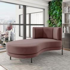 Imagem de Sofá Chaise Lado Esquerdo Downey Sala de Estar Veludo Rosê G15 - Gran Belo