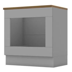 Imagem de Balcão Forno De Embutir 80cm Americana Cinza Com Tampo Cooktop Nature