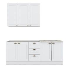 Imagem de Cozinha Completa Americana 3 Peças com Aéreo 3 Portas Branco - Móveis 