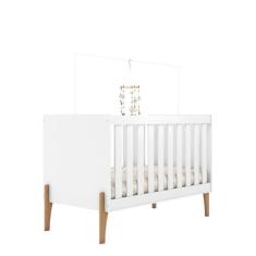Imagem de Berço Mini Cama Iris com Suporte Para Mosqueteiro e Colchão Branco Acetinado