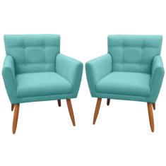 Imagem de Kit 02 Poltronas Decorativas Onix Suede  Turquesa - sa Móveis