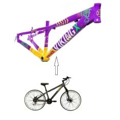 Imagem de Bicicleta Aro 26 Vikingx Tuff Roxo com Amarelo 21v Branco