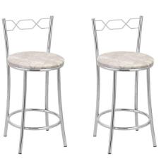 Imagem de Kit 2 Banquetas Cromadas Bc51-c E503 Cromado/bege