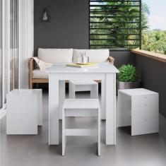 Imagem de Conjunto Mesa para Sala de Jantar com 4 Banquetas Branco