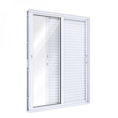 Imagem de Porta de Alumínio Balcão 215x150 2 folhas com Vidro Liso Lucasa Alumínios Branco