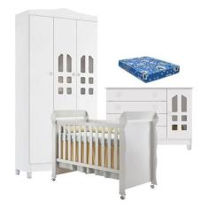 Imagem de Quarto de Bebê New Selena 3 Portas com Cômoda Gran Selena e Berço Mire