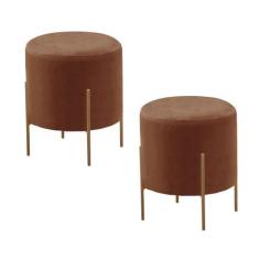 Imagem de Conjunto - 2 Puff Banqueta Odim Bronze Luxo Castellar Móbile, Corino C