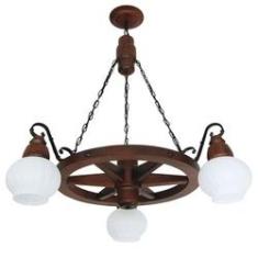 Imagem de Lustre Muller Roda Carroça 3 Lâmpadas Envelhecido 603E