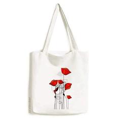 Imagem de Sacola de lona com estampa de arte abstrata de flores s bolsa de compras casual bolsa de mão