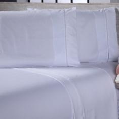 Imagem de Jogo de Cama Lençol Sofist Ponto Palito 400 Fios Toque Macio Solteiro 02 Peças - Branco