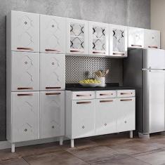Imagem de Cozinha Completa 14 Portas 2 Gavetas 3 Vidros Mirage New Telasul Branco