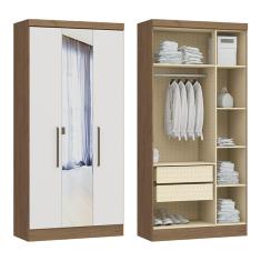 Imagem de Guarda Roupa Módulo Infinity 3830 Macadâmia Branco Com Espelho Móveis Castro