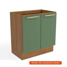 Imagem de Balcão De Cozinha Botanic 2 Pt Nogueira E Verde Oliva - Kappesberg