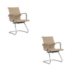 Imagem de Kit 2 Cadeiras para Escritório Interlocutor Esteirinha Clássica  Cinza