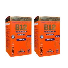 Imagem de Kit 2 Vitamina B12 + Vit C 60 Comp Sabor Tangerina. Fortlife