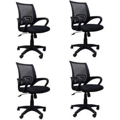 Imagem de Conjunto 4 Cadeiras de Escritório Giratória Office Santiago Preto