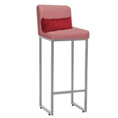 Imagem de Banqueta Alta Industrial E Almofada Vermelho