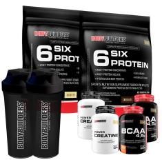Imagem de Kit 2 x Whey Protein - 6 Six Protein Refil 900gr+2x BCAA 100g+2xCreatina 100g+Coque-Unissex