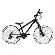 Imagem de Bicicleta Aro 26 Vikingx Tuff X44 Preto-branco 21v Alumínio Freio A Disco Aros Vmaxx Brancos