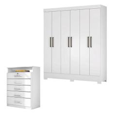 Imagem de Cômoda Triunfo e Guarda Roupa Casal Verso Branco - Demóbile