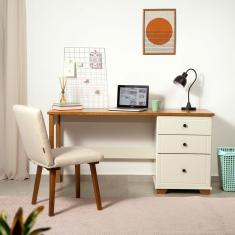 Imagem de Escrivaninha 150cm 3 Gavetas Ananda CabeCasa MadeiraMadeira Branco/Mel