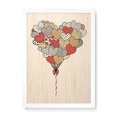 Imagem de Arte Maníacos Quadro Decorativo em Madeira Balões de Amor - 23x16,25cm (Moldura caixa em laca )