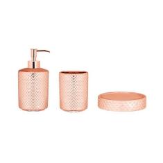 Imagem de Kit 3 Peças para Banheiro em Cerâmica Rose Gold - Mart